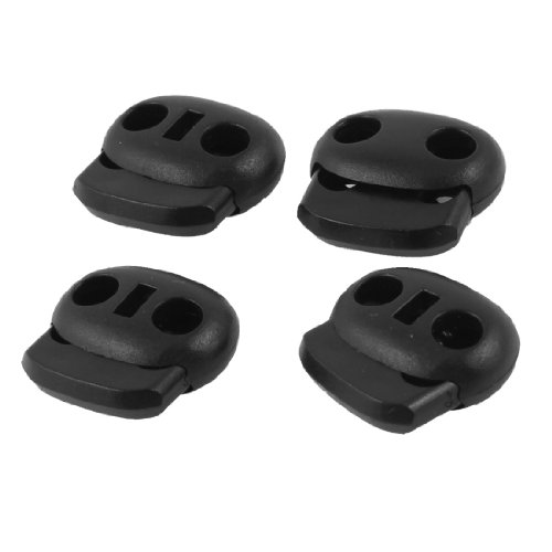 uxcell Dual Hole Cord Lock for Clothing Backpack Rope Shoelaces 4 Pcs Black
