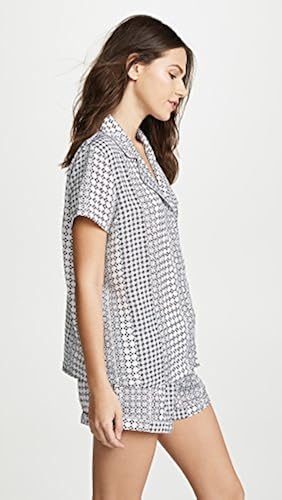 Splendid Women's Rayon Short Sleeve Pajama Set - Classic PJ Top & Shorts With Piping
