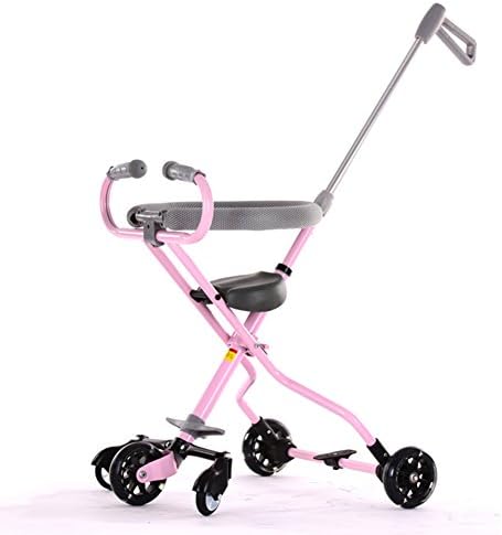 5 Wheels Baby Stroll Artifact Children Trolley Folding Lightweight Portable Tricycle Tourism Kids Trike Child 1-6 Years Old (Color : Pink)
