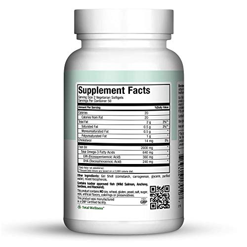 Omega 3 Fish Oil Triple Strength 2000 mg Kosher Fish Oil Supplements