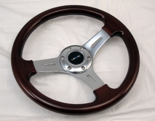NRG Steering Wheel Classic Wood Grain with Chrome Spokes 330mm - Part # ST-015-1CH