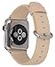 JSGJMY Apple Watch Band 38mm Women Genuine Leather Loop Replacement Strap for iWatch Series 3/Series 2/Series 1/Edition/Sport(Beige+Silver Buckle)