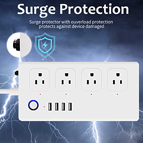 Smart Power Strip, WiFi Smart Plug Surge Protector with 4 Individually