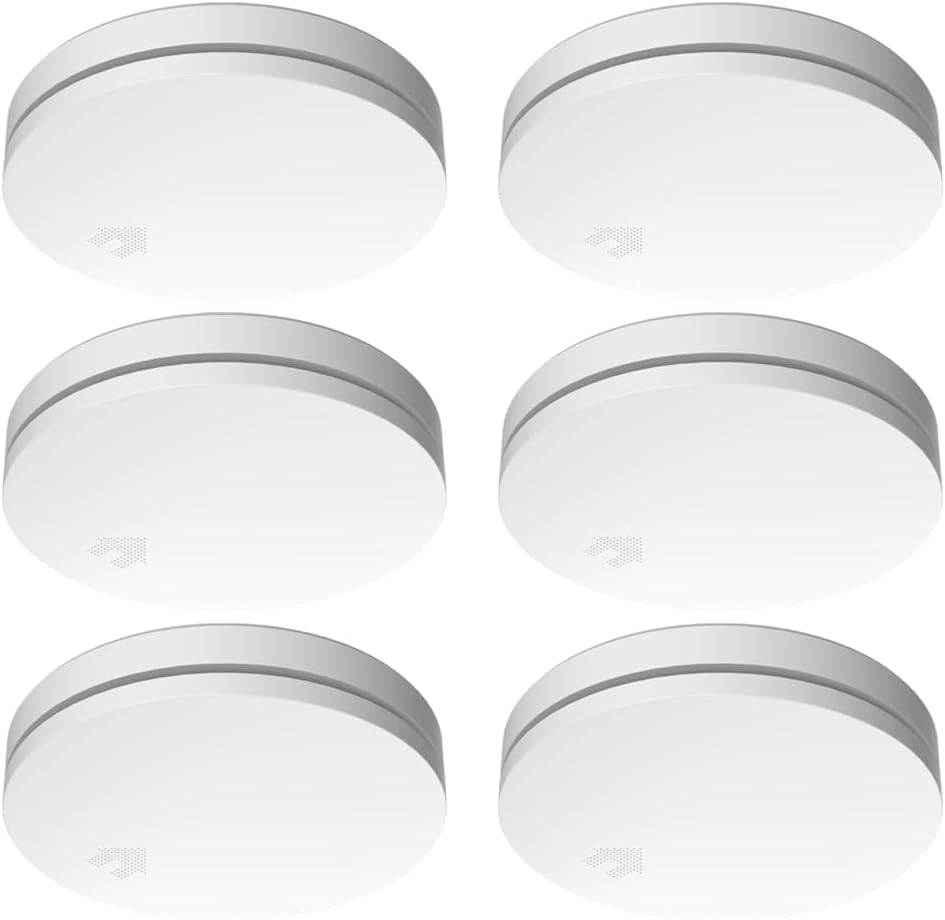 ELRO FS4610 6-Pack Ultra Thin Smoke Alarm 10 Year Battery EN14604 White