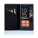 32nd Classic Series - Real Leather Book Wallet Case Cover for Sony Xperia X Compact, Real Leather Design with Card Slot, Magnetic Closure and Built in Stand - Black