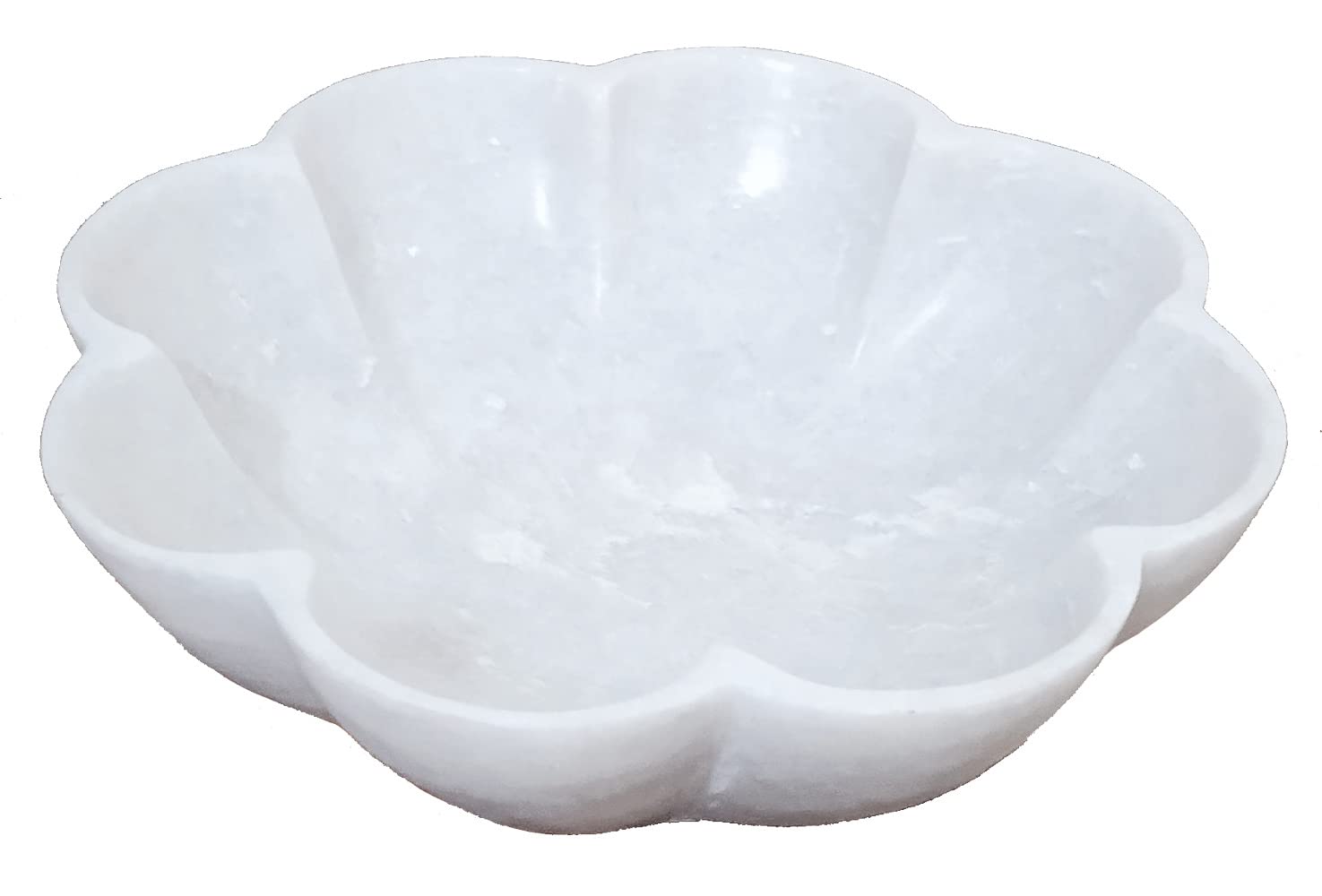 Purpledip Marble Bowl 'Blooming Flower': Fill with Water or Flower Petals Or Use As Small Serving Platter (12470B)