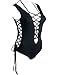 Zero City Bathing Suits Women One Piece Front Side Lace Up Monokini Swimsuits (S, Black)