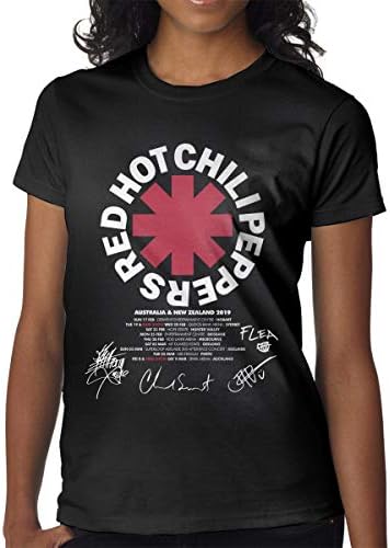 Censu Female RED HOT Chili Peppers Poster Print Tees Funny Short Sleeve Tee Blouse,Black Casual