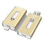 128GB iPhone USB Flash Drive, iOS Memory Stick, iPad External Storage Expansion for iOS Android PC Laptops (Gold)
