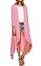 Meaneor Women's Long Sleeve Waterfall Asymmetric Drape Open Long Maxi Cardigan,  XX-Large, Pink