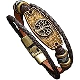 Cross, Anchor, Yggdrasil & Tree of Life Leather Bracelet for Men's & Women's - Genuine Leather, No Magnetic