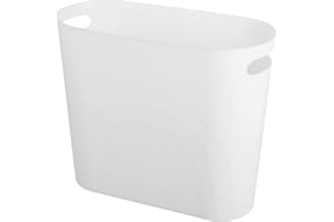 ZOOCATIA Small Trash Can Garbage Can Container Bin with Handles 3 Gallons Plastic Wastebasket for Bathrooom, Bedroom, Office, Kitchen, Laundry Room, Dorm Room - White
