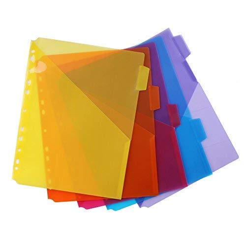 Eagle Single Pocket Plastic Divider, 5 Multi-Color Tabs, Built-in Name Tab Pocket, Fits for Most File and Binders (A4)