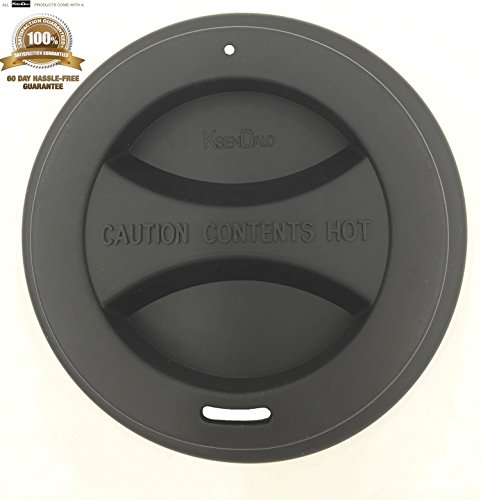 KSENDALO 1/Pack Reusable Silicone Lids for 12oz & 16oz Coffee Cups, Drinking Coffee/Tea Silicone Cup Lids, Black