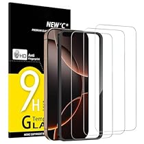NEW’C 3 Pezzi, Vetro Temperato per iPhone 17, 17 Pro, iPhone 16 Pro (6,3 pollici), Pellicola Prottetiva Anti Graffio – Ultra resistente – Trasparente HD – Strumento di installazione facile incluso
