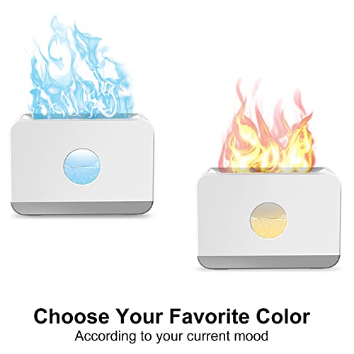 LED Flame Light Humidifier for Bedroom, Colorful Air Aroma Humidifier with Remote Control for Home, Office, SPA or Yoga (White)