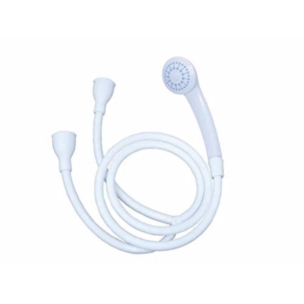 Blue Canyon Shower Attachment for Bath Taps, Double Tap Shower Hose with Head, Push-On Fitting for Round & Oval Taps Up to 2cm, 1.2M Hose for Hair Washing & Pet Bathing, White