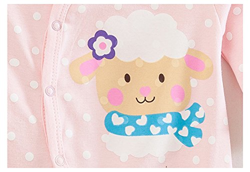 Monvecle Unisex Baby 2 Pack Long Sleeve Onesie Cotton Bodysuit Romper Sheep/Giraffe 3 Months