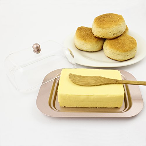 Zoie + Chloe Stainless Steel Butter Dish with Easy to Hold Lid