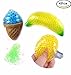 CoscosX 4 Pcs Novelty Stress Fruit Ball Hand Wrist Squeeze Frogs Ice Cream Bulb Bubble Rubber Colorful Beads Stress Relief Adult Kids Toy Gift