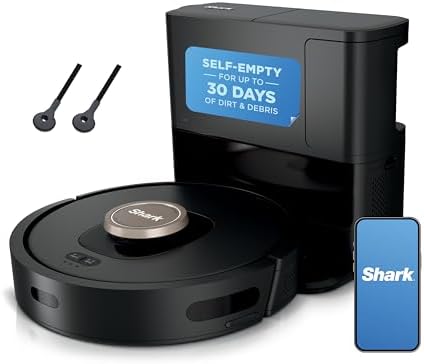 Shark AV2501AE AI Robot Vacuum with XL HEPA Self-Empty Base, Bagless, 60-Day Capacity, LIDAR Navigation, Perfect for Pet Hair, Compatible with Alexa, Wi-Fi Connected, Carpet & Hard Floor, Black