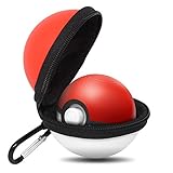 Portable Carrying Case for Nintendo Poke Ball Plus Switch Controller, Accessory for PokÃ©mon Lets Go Pikachu Eevee Game for Nintendo Switch, Red & White