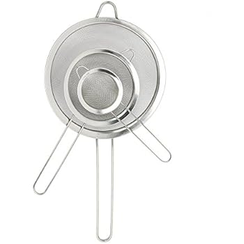 CHICHIC Set of 3 Stainless Steel Kitchen Fine Strainers Tea Fine Y Mesh Strainers Juice Egg Filter 3 Sieve Colander Sets Wire Filter Mesh for Tea Coffee Food Rice Vegetable with Handle