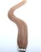 Fabwigs Tape In Human Hair Extensions - 16 18 20 22 24 Inch 20pcs 30g-70g Set - Silky Straight Skin Weft Human Remy Hair (16 Inch #16 Beige Blonde)