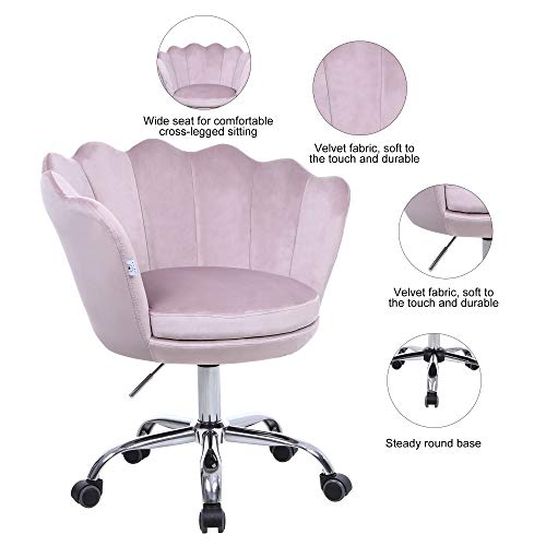 HOMEFUN Vanity Chair, Shell Chair with Wheels Cute Modern Desk Chair for Women Makeup Swivel