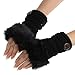 DZT1968® 1PCWomen Winter Faux Rabbit Fur Wrist Fingerless Gloves Mittens (Black)
