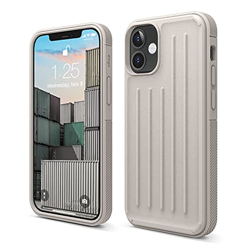 elago Protective Armor Case Compatible with iPhone 12 Mini [Stone] - Shock Absorbing Design, Durable TPU, Wireless Charging Supported [US Patent Registered]