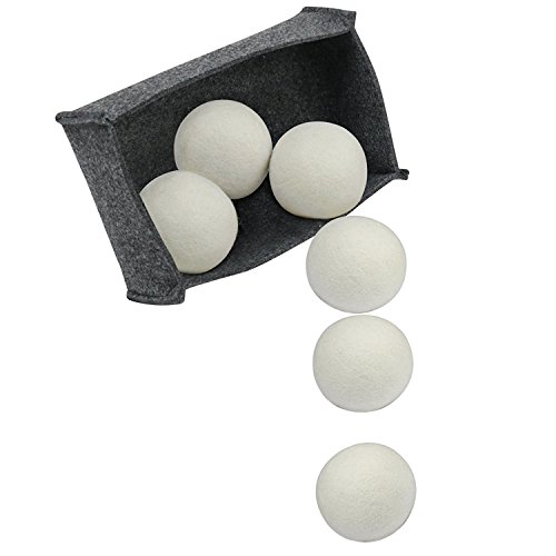Becko 100% Imported New Zealand Eco-friendly Solid Wool Dryer Balls, Recyclable Natural Fabric Softener Agent, Anti-static & Anti-winding & Time-saving. Each package includes 6 balls