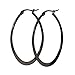 Stainless Steel Click-Top Oval Hoop Earrings (Black, 47.7mm x 29.8mm)