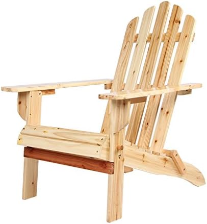 VH FURNITURE Outdoor Foldable Wood Adirondack Lounge Chair Patio Deck Garden Furniture, Clear Lacquer Painted