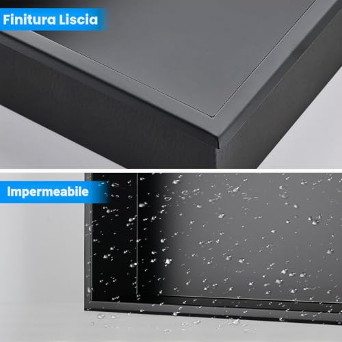 HANFU Built-in Shower Niche, Single Layer Bathroom Niches, 60 x 30 x 10 cm | Frameless Stainless Steel Wall Niche, Niche Shelf Bathroom Shelves for Body Wash Shampoo Toiletries, Black