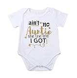 Newborn Baby Auntie Letter Print Short Sleeve Romper Infant Summer Clothing (0-3M, Ain't no auntie like the one i got)
