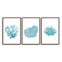 3 Piece Framed Canvas Wall Art Simple Seabed Elements Canvas Prints Home Artwork Decoration for Living Room,Bedroom - 16