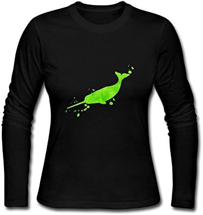 Narwhal Sea Life Watercolor Women Long Sleeve Round Neck Cotton T-Shirt Top XXL