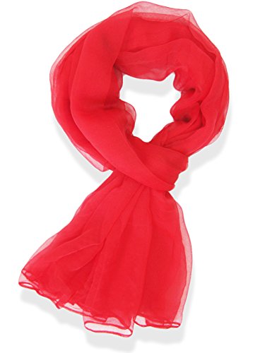 V28 Womens Multi Radient Colors 100% Pure Silk Scarf (41 x 69 inches, PureRed)