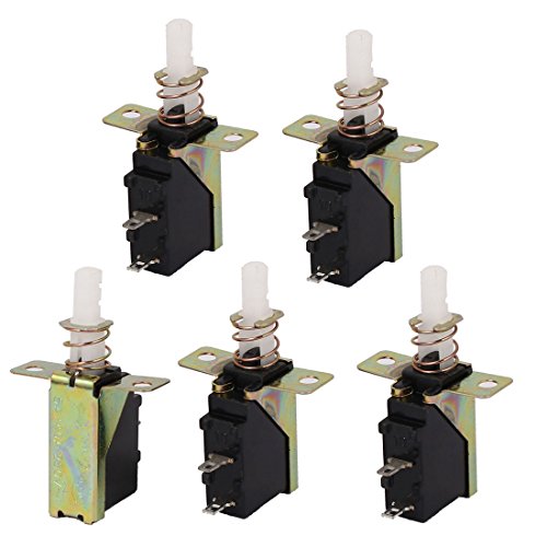 uxcell a16020500ux0171 SPST 2P Spring Loaded Self Locking Micro Power Push Button Switch 5 Piece