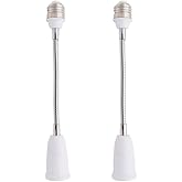 E26/E27 Light Socket Extender Adapter,30cm/12 inch Light Bulb Extension,E26 to E26 Socket Extender,Bendable Flexible Gooseneck Adjustable Extension Socket Extender Adaptor (2 Pack)