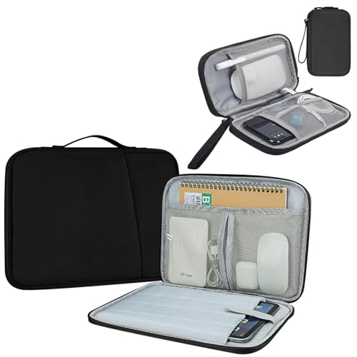 Bolsa Case para Tablet e Laptop de 9 a 11 polegadas,com Alça e Compartimento Frontal, bolsa protetora com bolso e Forro Macio (Preto)