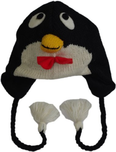 Revive Online Men's Nepal Animal Hat Wool Penguin 58 Cm Black, White, Red, Yellow
