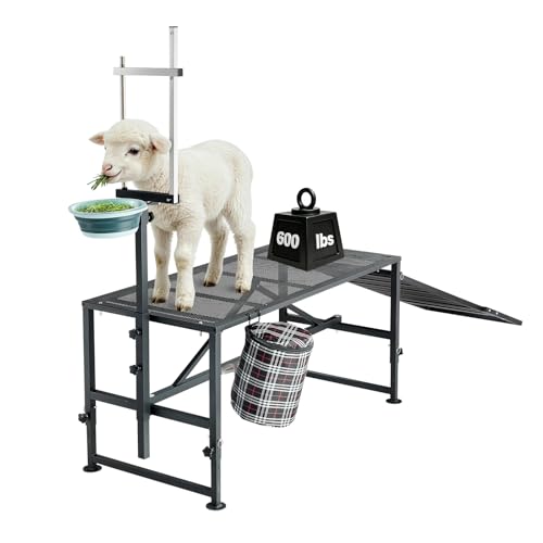 VEVOR Goat Milking Stand, 600 lbs Heavy Duty Goat Stand with Ramp & Feed Bin, A…
