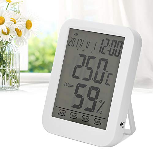 Digital Mini Instant-Read Temperature Touch Large Screen Clock Temperature and Humidity Meter Thermometer Digital Thermometer Digital Hygrometer for Household Office Gym Kitchen etc