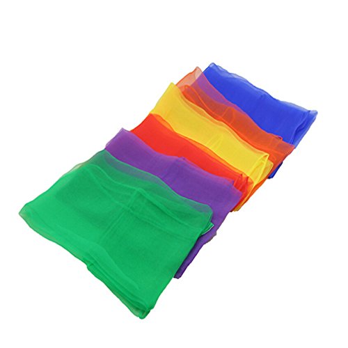 Dolland 12pcs Square Juggling Silk Dance Scarves Rhythm Band Scarf 6 Colors - Thumbnail 2