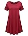 BELAROI Womens Summer Casual T Shirt Dresses Short Sleeve Swing Tunic Dress(1X, Wine Red)