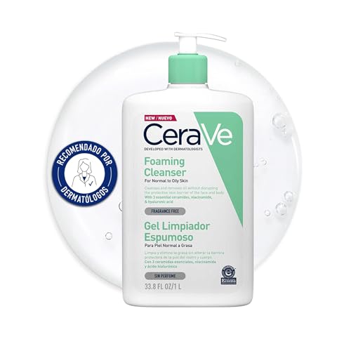 Gel Limpiador Espumoso, Para Piel Normal a Grasa, Elimina el Exceso de Grasa y Suciedad, Enriquecido Con Ceramidas Esenciales, Niacinamida y Ácido Hialurónico, Apto para Rostro y Cuerpo, 1000ml