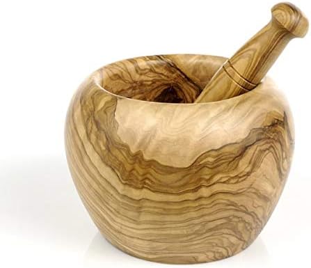 (D) Laguiole, Berard French Hand Made Olive Wood Mortar and Pestle, Vintage