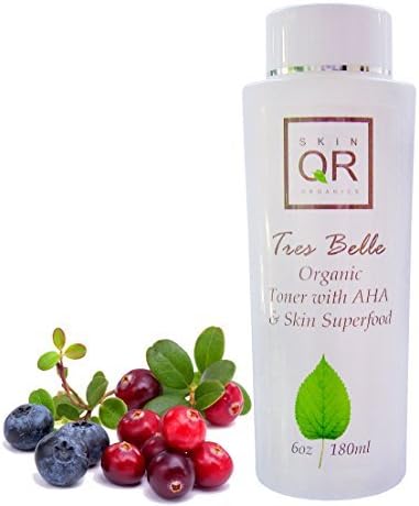Tres Belle Organic Brightening Toner with AHA & Skin Superfood, 6oz by Skin QR Organics
